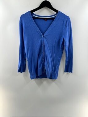 Merona Blue V-Neck Cardigan Sweater – Women's Small Cotton Blend
